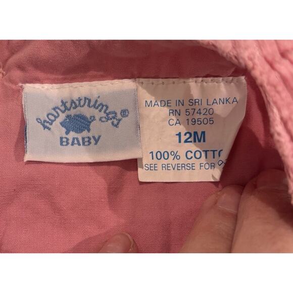 Vintage Hartstrings Pink Corduroy Jumper Dress Sz 12mo Cottage Core Cotton - Picture 5 of 5